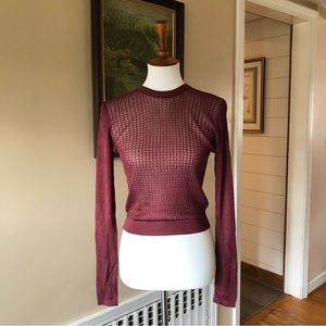 Free People H2O Crew Pullover Mesh Garnet Top Small